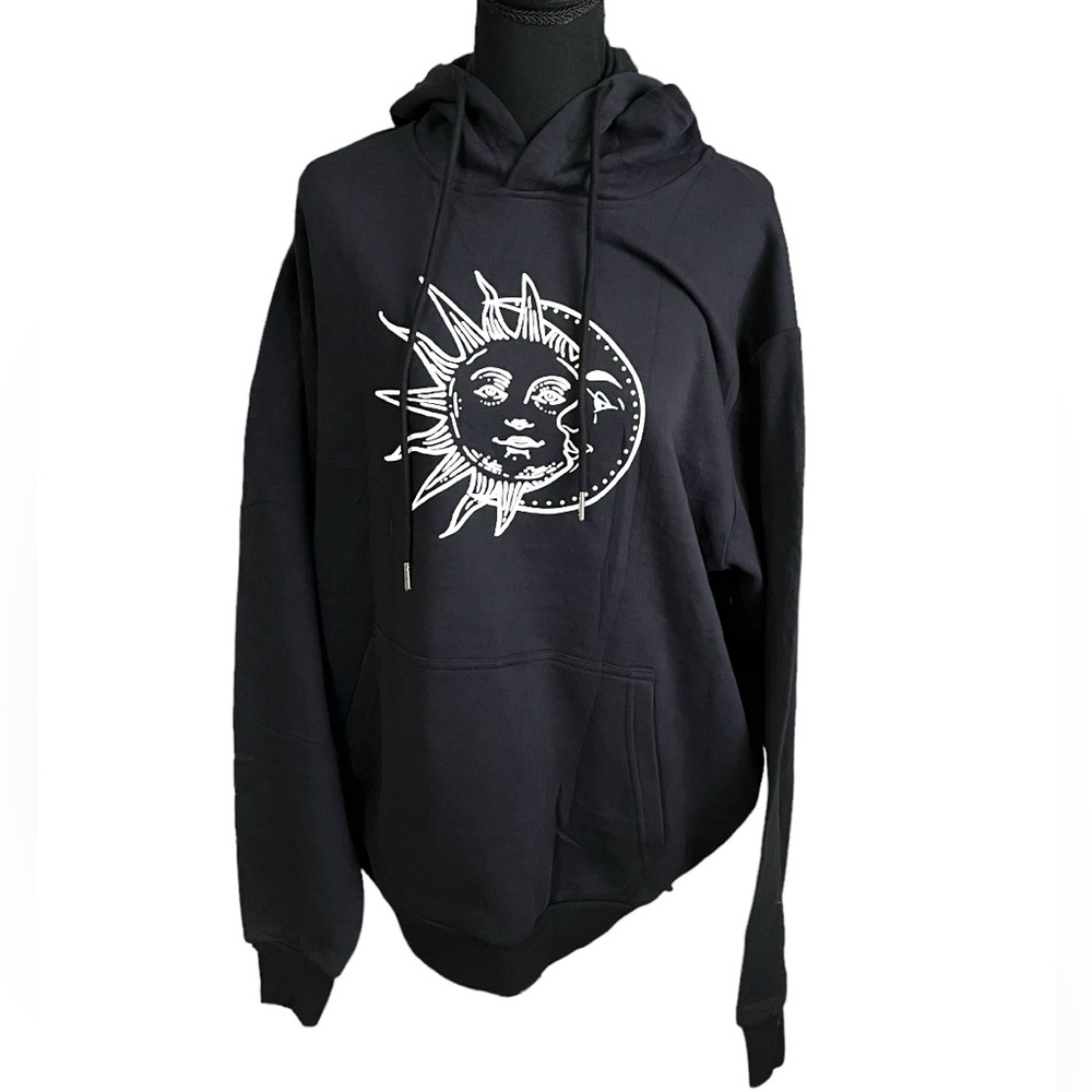 Black Moon Sun long sleeve hoodie eclipse sweater size x-large